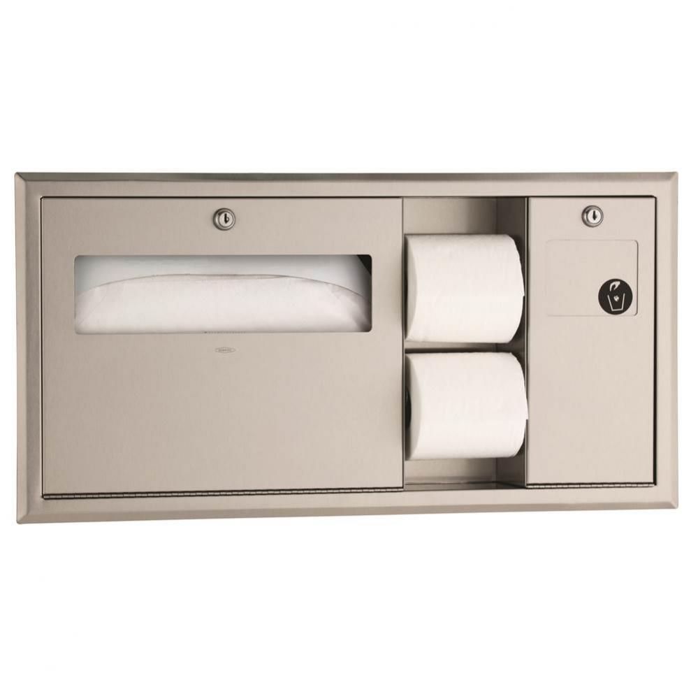 Recessed Toilet Tissue, Seat-Cover Dispenser And Waste Disposal, Right