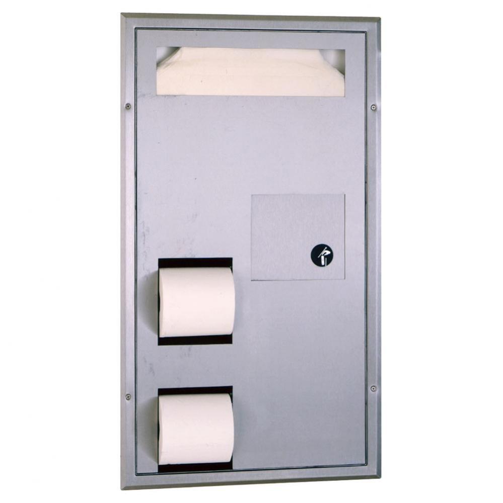 Seat-Cover Dispenser, Sanitary Napkin Disposal And Toilet Tissue Dispenser