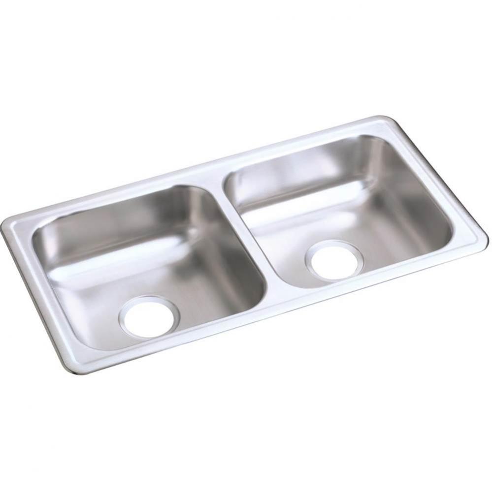 Dayton Stainless Steel 33&apos;&apos; x 17&apos;&apos; x 6&apos;&apos;, Equal Double Bowl Drop-in