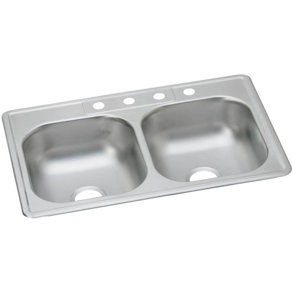 Dayton Stainless Steel 33&apos;&apos; x 22&apos;&apos; x 7-1/16&apos;&apos;, 4-Hole Equal Double B