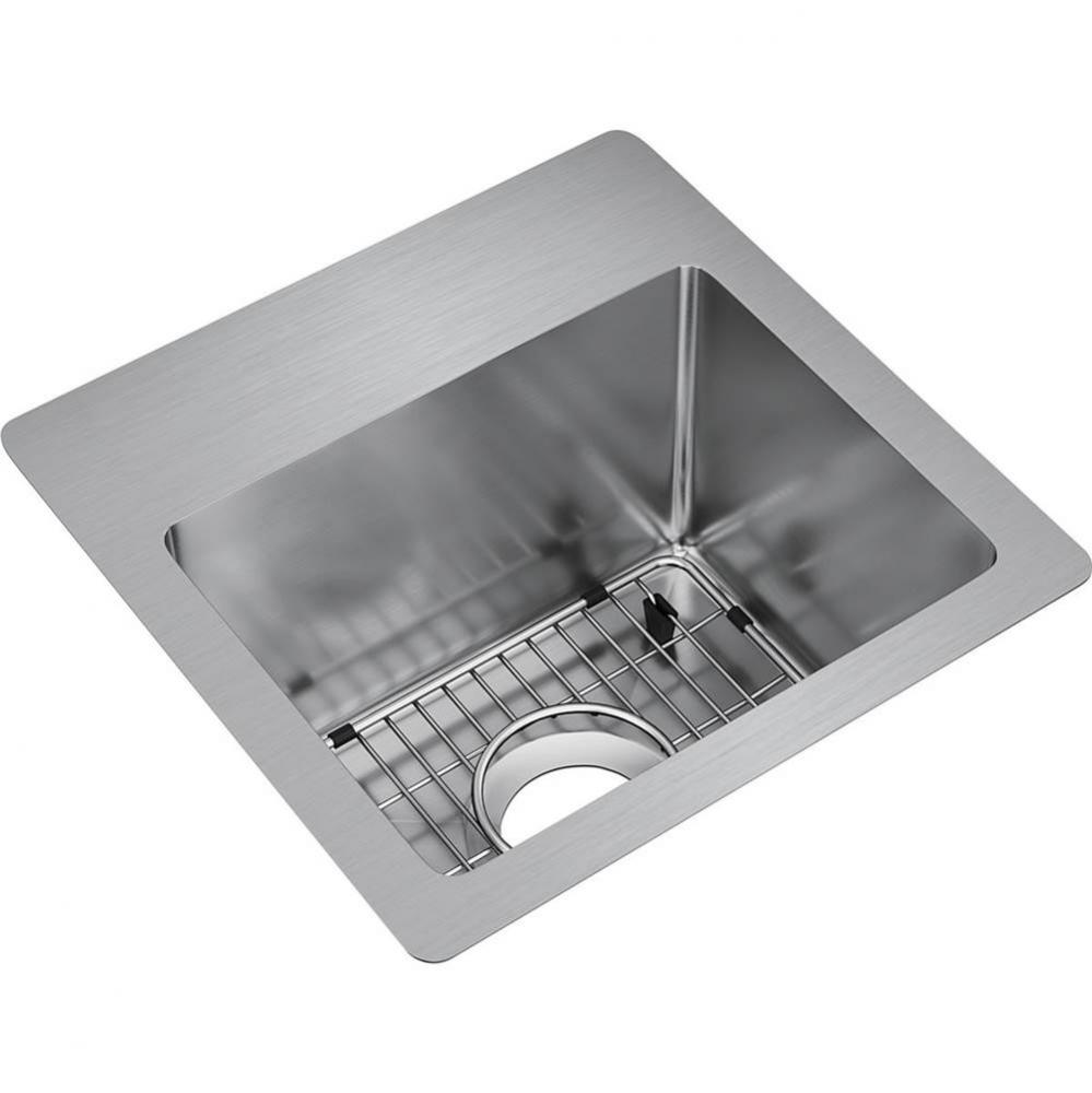 Crosstown 18 Gauge Stainless Steel 15&apos;&apos; x 15&apos;&apos; x 9&apos;&apos;, 0-Hole Single