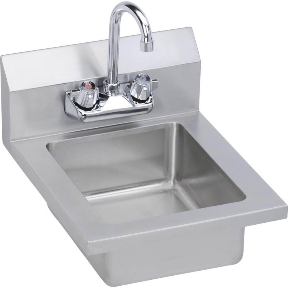 Stainless Steel 14&apos;&apos; x 16-1/2&apos;&apos; x 11&apos;&apos; 18 Gauge Hand Sink with Fauce