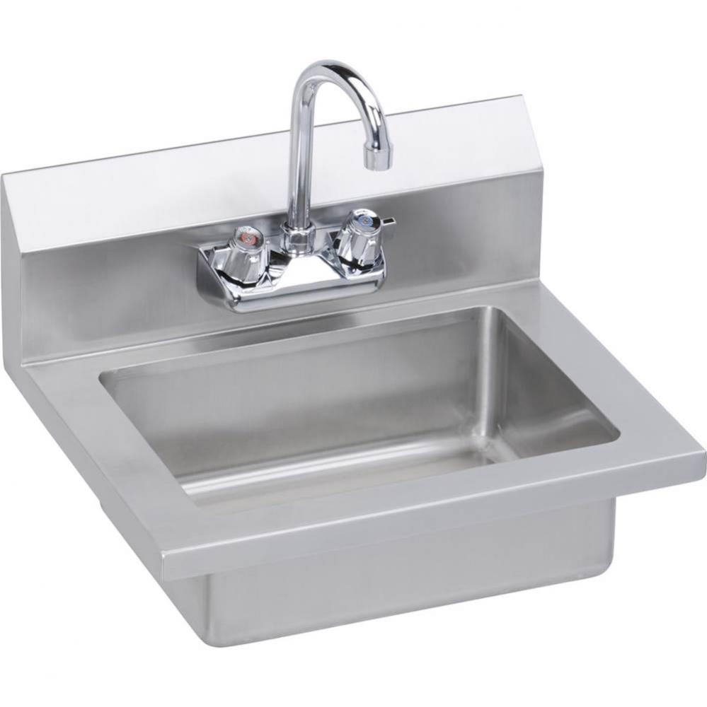 Stainless Steel 18&apos;&apos; x 14-1/2&apos;&apos; x 11&apos;&apos; 18 Gauge Hand Sink with Fauce