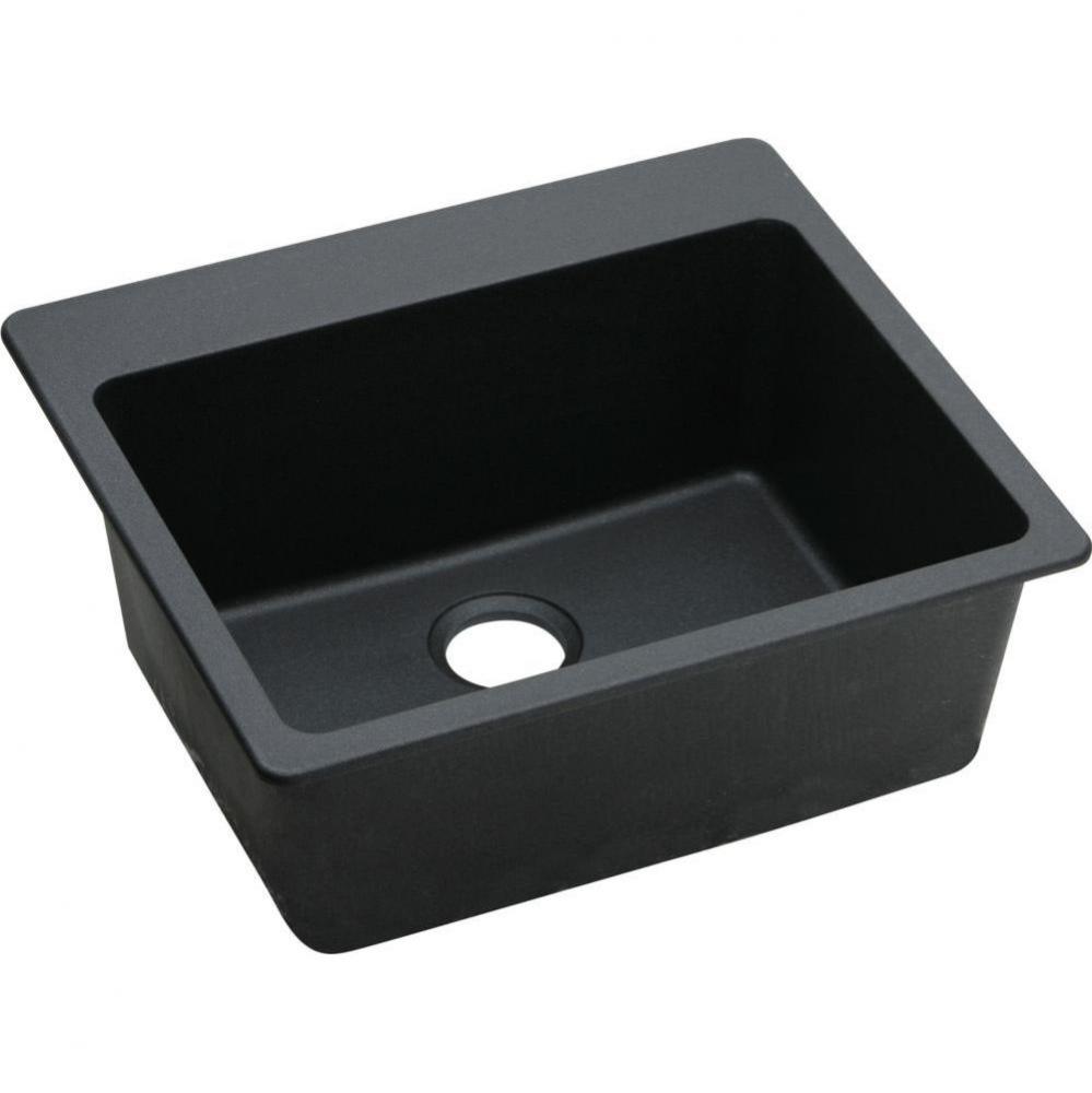 Quartz Classic 25&apos;&apos; x 22&apos;&apos; x 9-1/2&apos;&apos;, Single Bowl Drop-in Sink, Blac