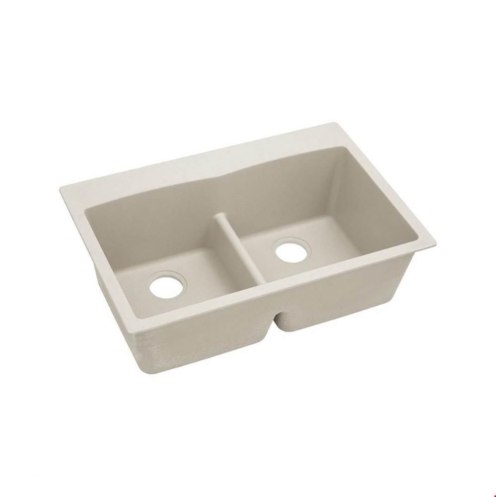 Quartz Classic 33&apos;&apos; x 22&apos;&apos; x 10&apos;&apos;, Equal Double Bowl Drop-in Sink wi