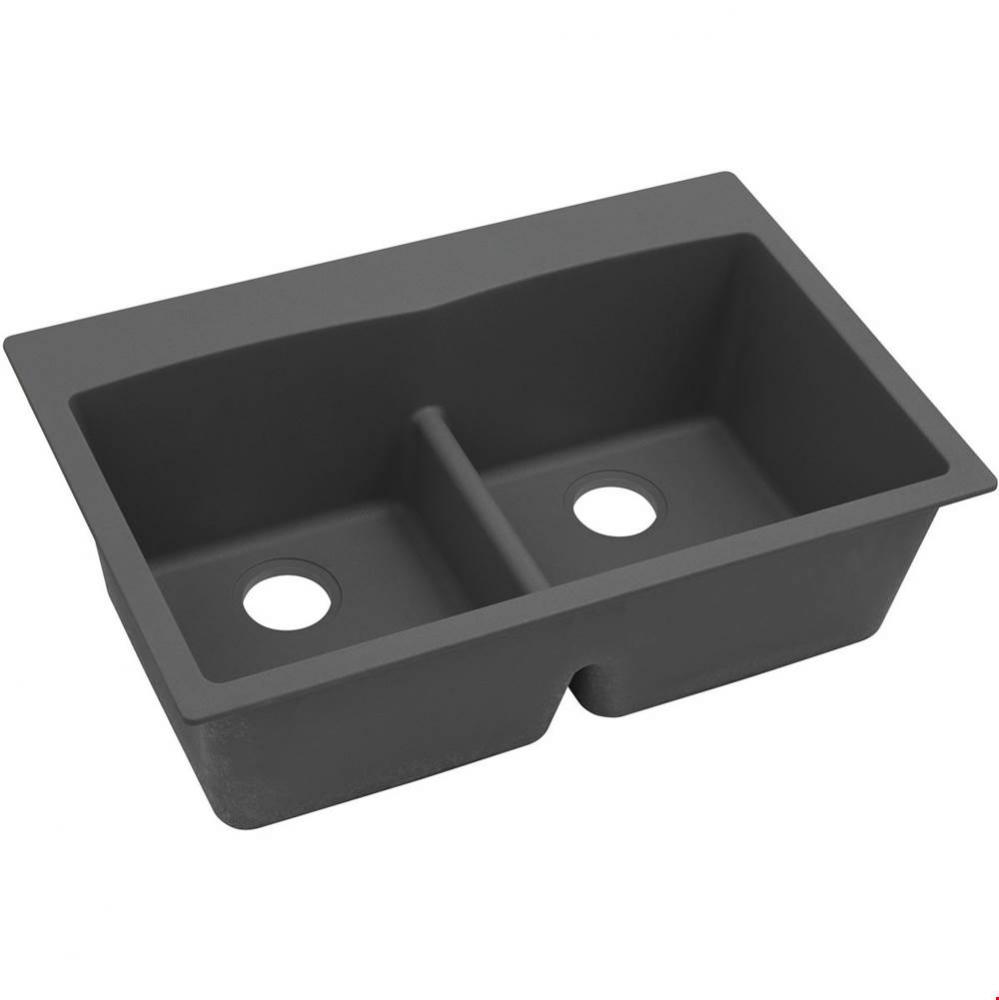 Quartz Classic 33&apos;&apos; x 22&apos;&apos; x 10&apos;&apos;, Equal Double Bowl Drop-in Sink wi