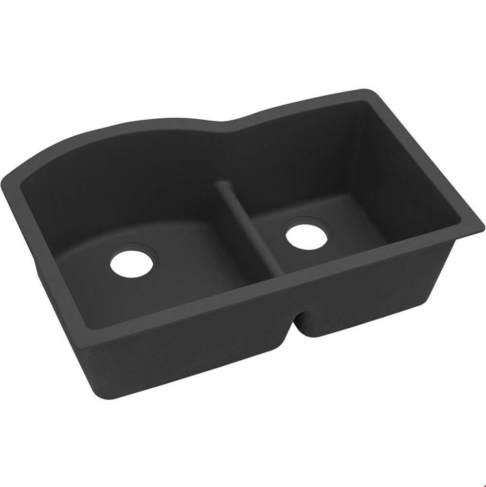 Quartz Classic 33&apos;&apos; x 22&apos;&apos; x 10&apos;&apos;, Offset 60/40 Double Bowl Undermou