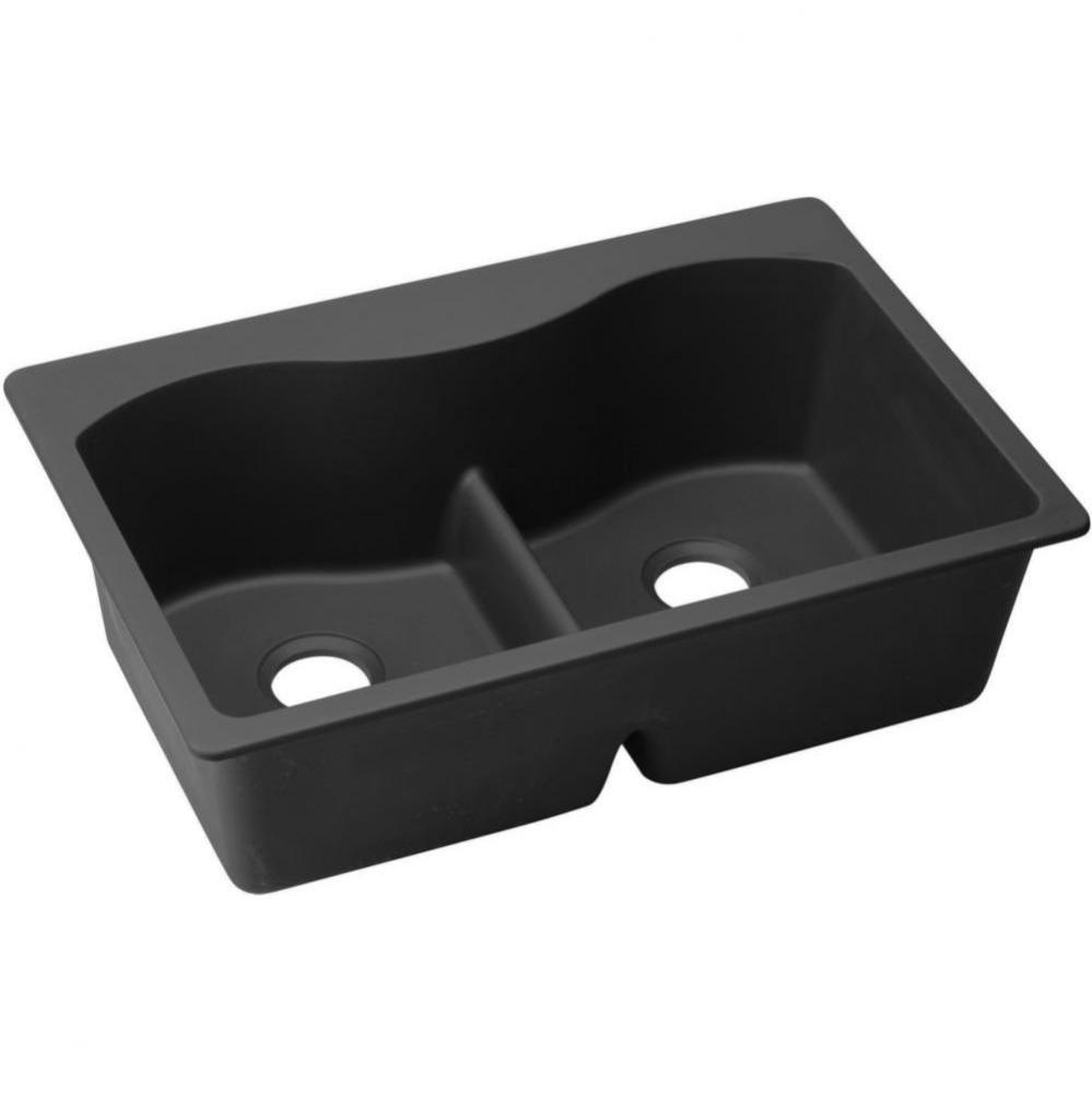 Quartz Classic 33&apos;&apos; x 22&apos;&apos; x 9-1/2&apos;&apos;, Equal Double Bowl Drop-in Sink