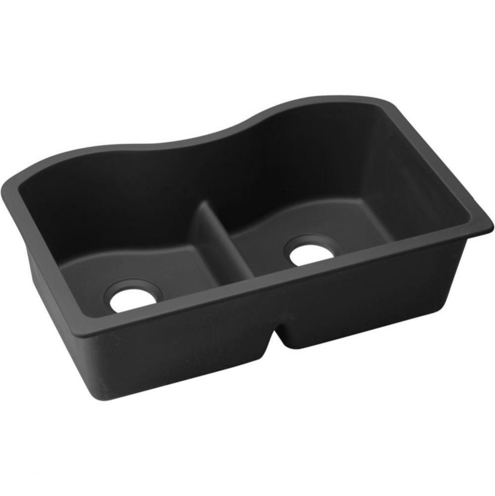 Quartz Classic 33&apos;&apos; x 20&apos;&apos; x 9-1/2&apos;&apos;, Equal Double Bowl Undermount S