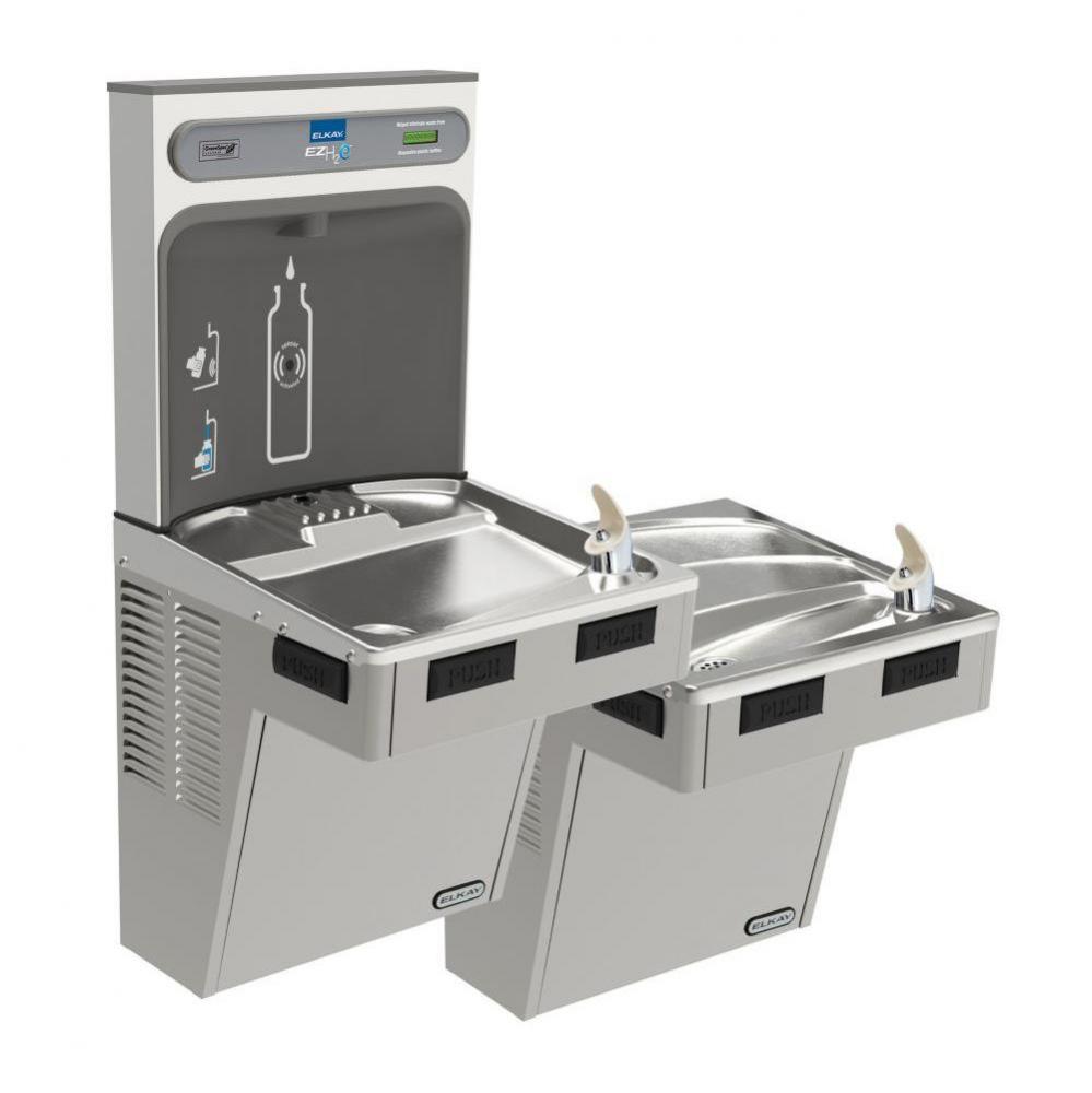ezH2O Bottle Filling Station with Mechanically Activated, Bi-Level ADA Cooler Non-Filtered Refrige