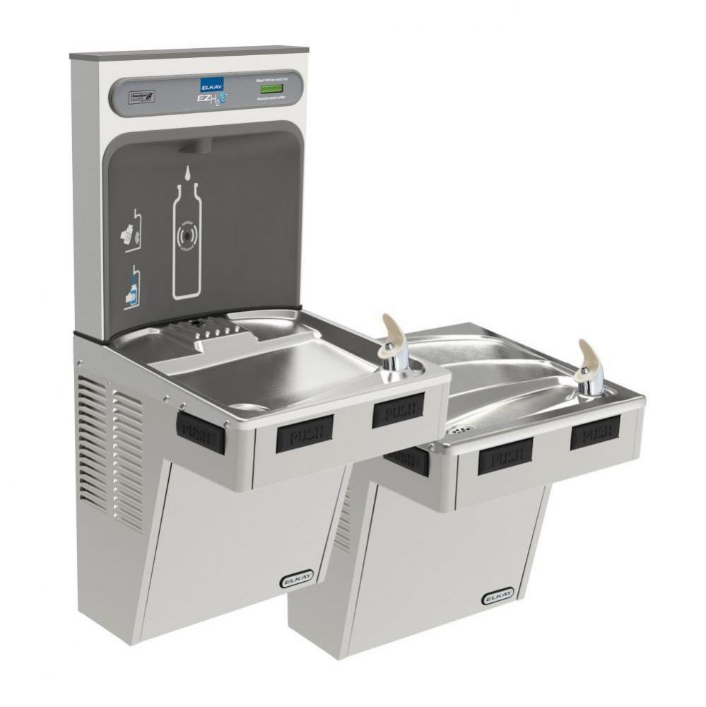 ezH2O Bottle Filling Station with Mechanically Activated, Bi-Level ADA Cooler Non-Filtered Refrige