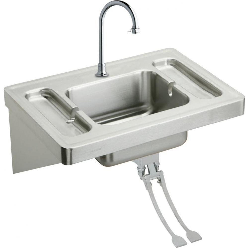 Stainless Steel 28&apos;&apos; x 20&apos;&apos; x 7-1/2&apos;&apos;, Wall Hung Lavatory Sink Kit