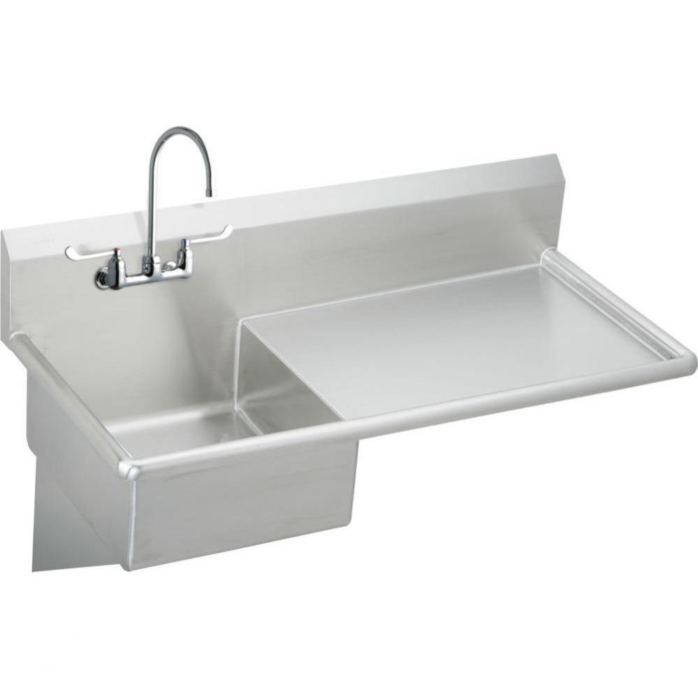 Stainless Steel 49-1/2&apos;&apos; x 24&apos;&apos; x 10, Wall Hung Service Sink Kit