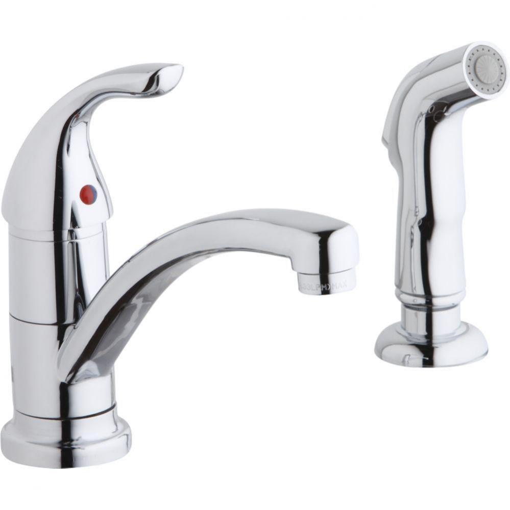 Everyday Two Hole Deck Mount Kitchen Faucet with Lever Handle and Side Spray Chrome