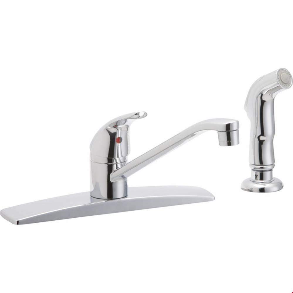 Everyday Three Hole Deck Mount Kitchen Faucet with Side Spray Chrome