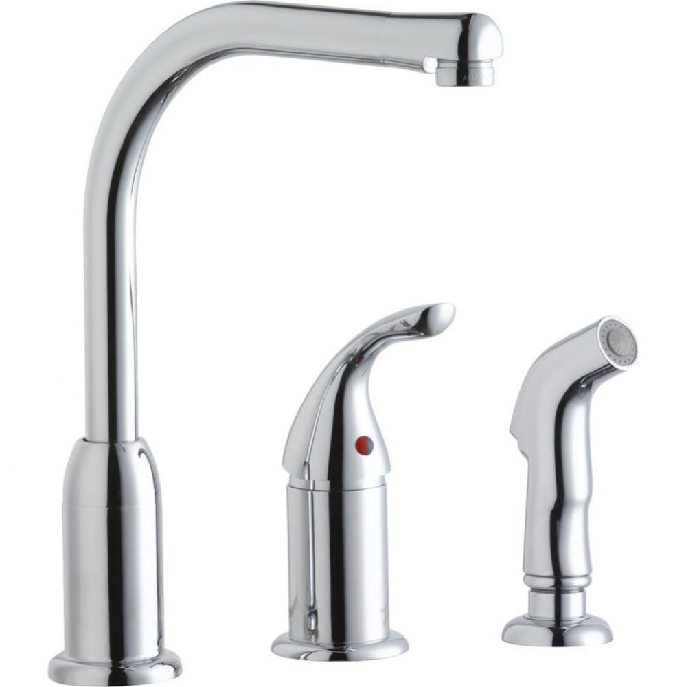 Everyday Kitchen Deck Mount Faucet with Remote Lever Handle and Side Spray Chrome