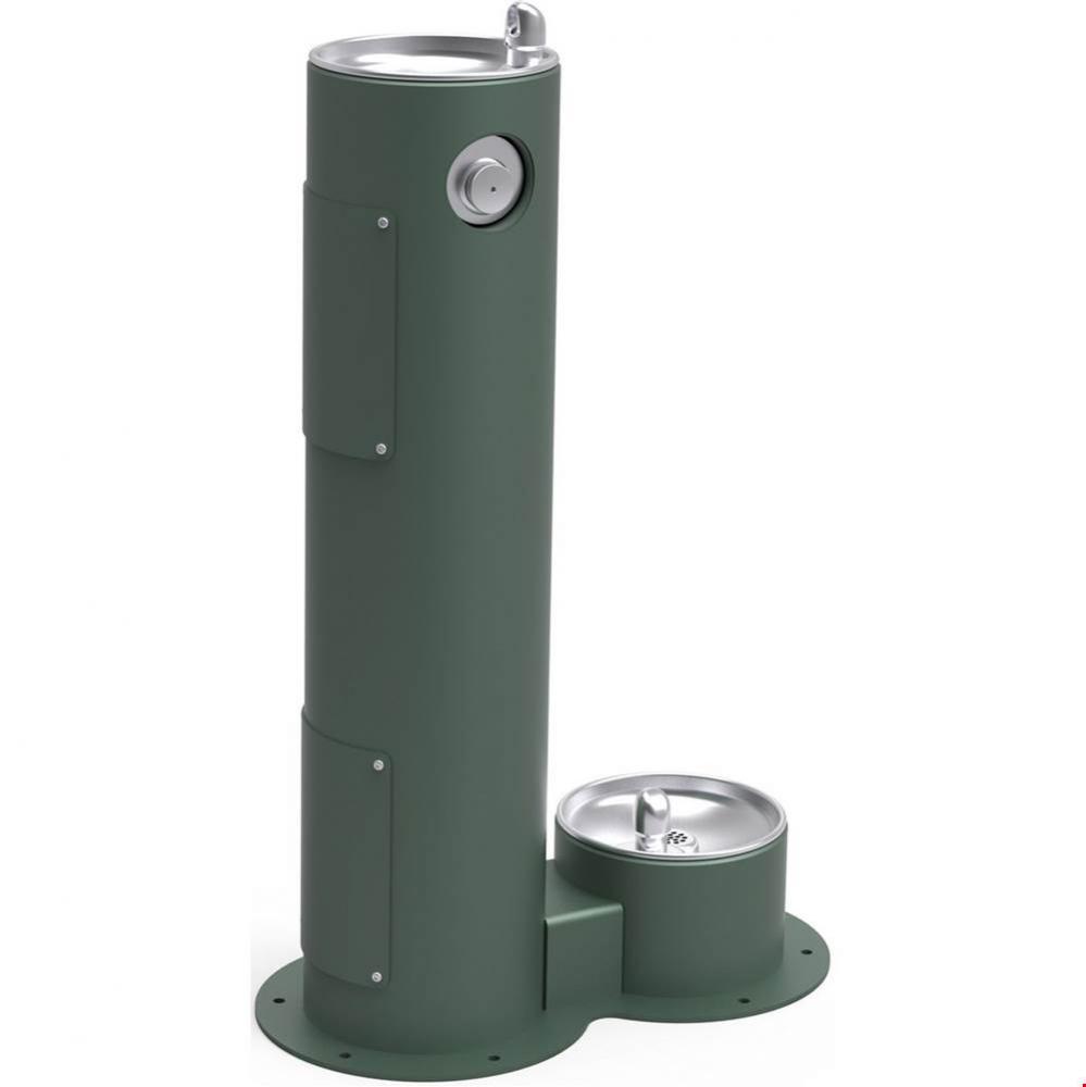 Outdoor Fountain Pedestal with Pet Station Non-Filtered, Non-Refrigerated Evergreen