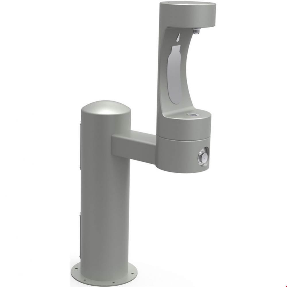 Outdoor ezH2O Bottle Filling Station Single Pedestal, Non-Filtered Non-Refrigerated Gray