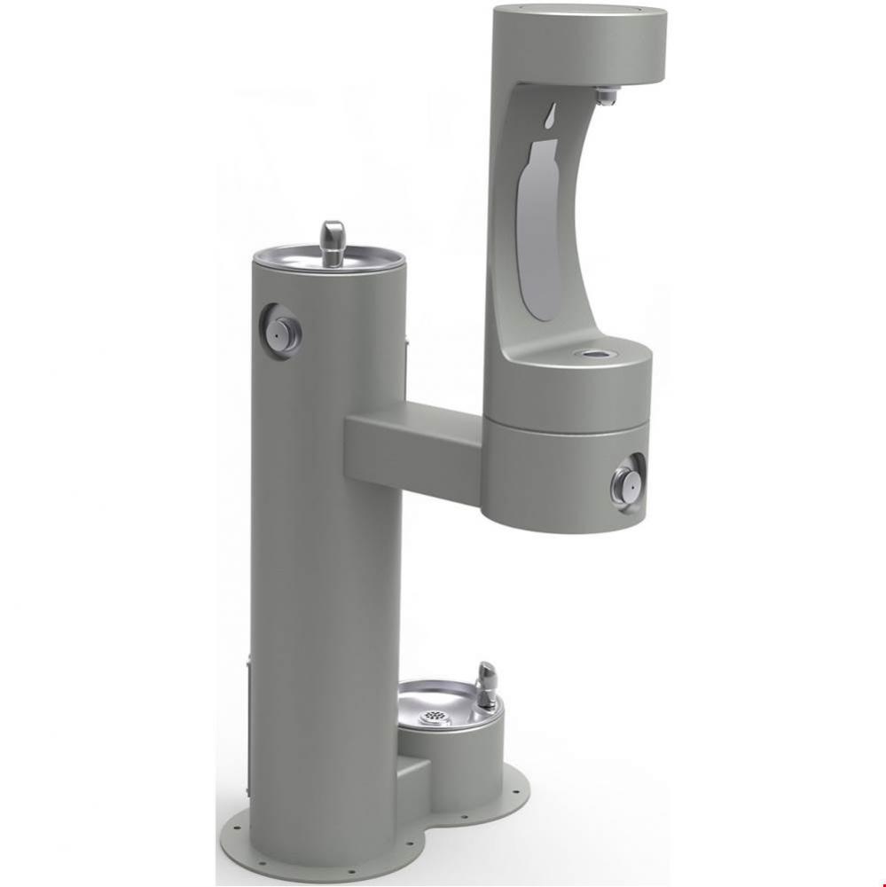 Outdoor ezH2O Lower Bottle Filling Station Bi-Level, Pedestal with Pet Station Non-Filtered Non-Re