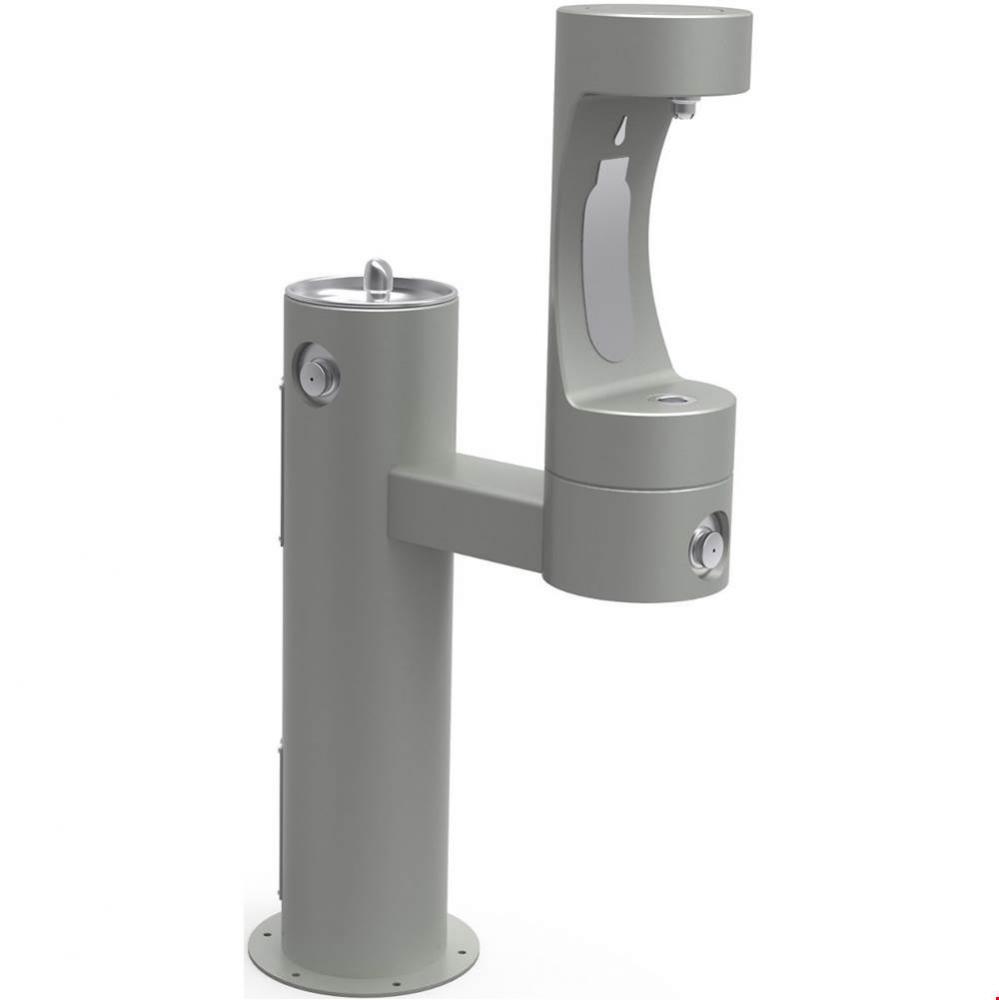 Outdoor ezH2O Lower Bottle Filling Station Bi-Level Pedestal, Non-Filtered Non-Refrigerated Gray