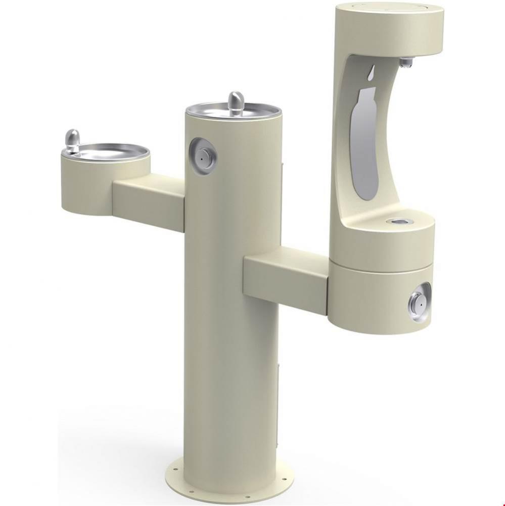 Outdoor ezH2O Lower Bottle Filling Station Tri-Level Pedestal, Non-Filtered Non-Refrigerated Beige