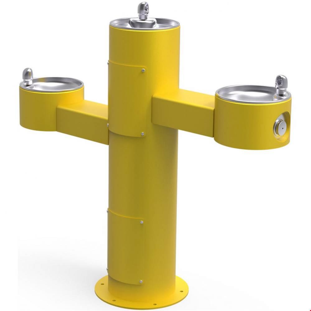 Outdoor Fountain Tri-Level Pedestal Non-Filtered, Non-Refrigerated Yellow