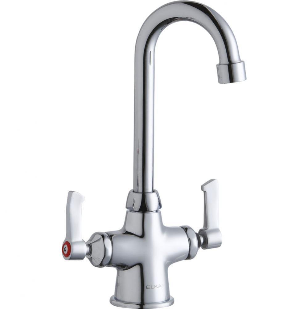 Single Hole with Concealed Deck Faucet with 4&apos;&apos; Gooseneck Spout 2&apos;&apos; Lever Hand