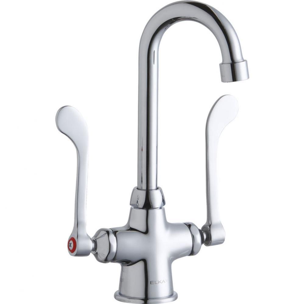 Single Hole with Concealed Deck Faucet with 4&apos;&apos; Gooseneck Spout 6&apos;&apos; Wristblade