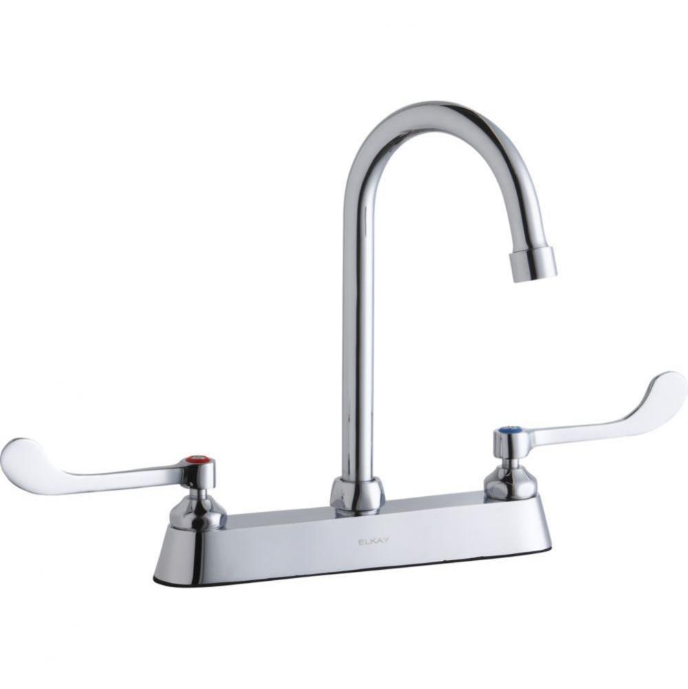 8&apos;&apos; Centerset with Exposed Deck Faucet with 5&apos;&apos; Gooseneck Spout 6&apos;&apos;