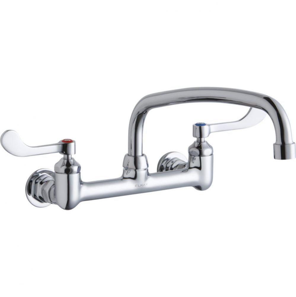 Foodservice 8&apos;&apos; Centerset Wall Mount Faucet with 12&apos;&apos; Arc Tube Spout 4&apos;&a