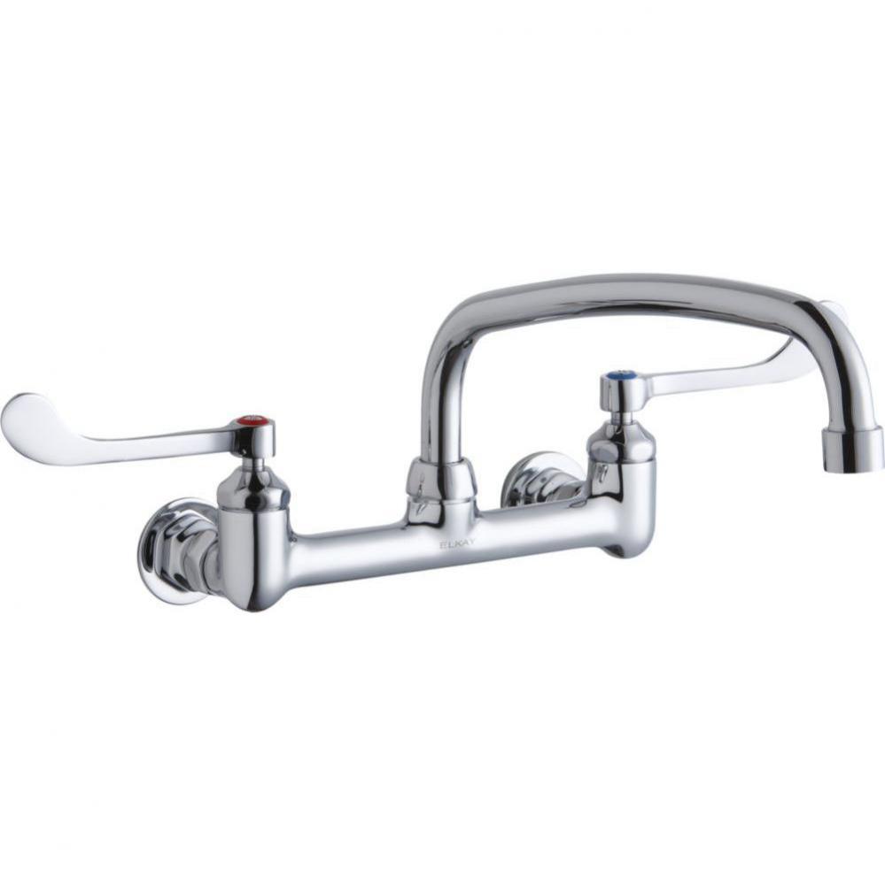 Foodservice 8&apos;&apos; Centerset Wall Mount Faucet with 14&apos;&apos; Arc Tube Spout 6&apos;&a