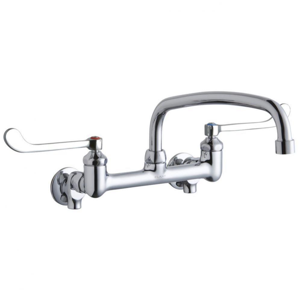 Foodservice 8&apos;&apos; Centerset Wall Mount Faucet with 12&apos;&apos; Arc Tube Spout 6in Wrist