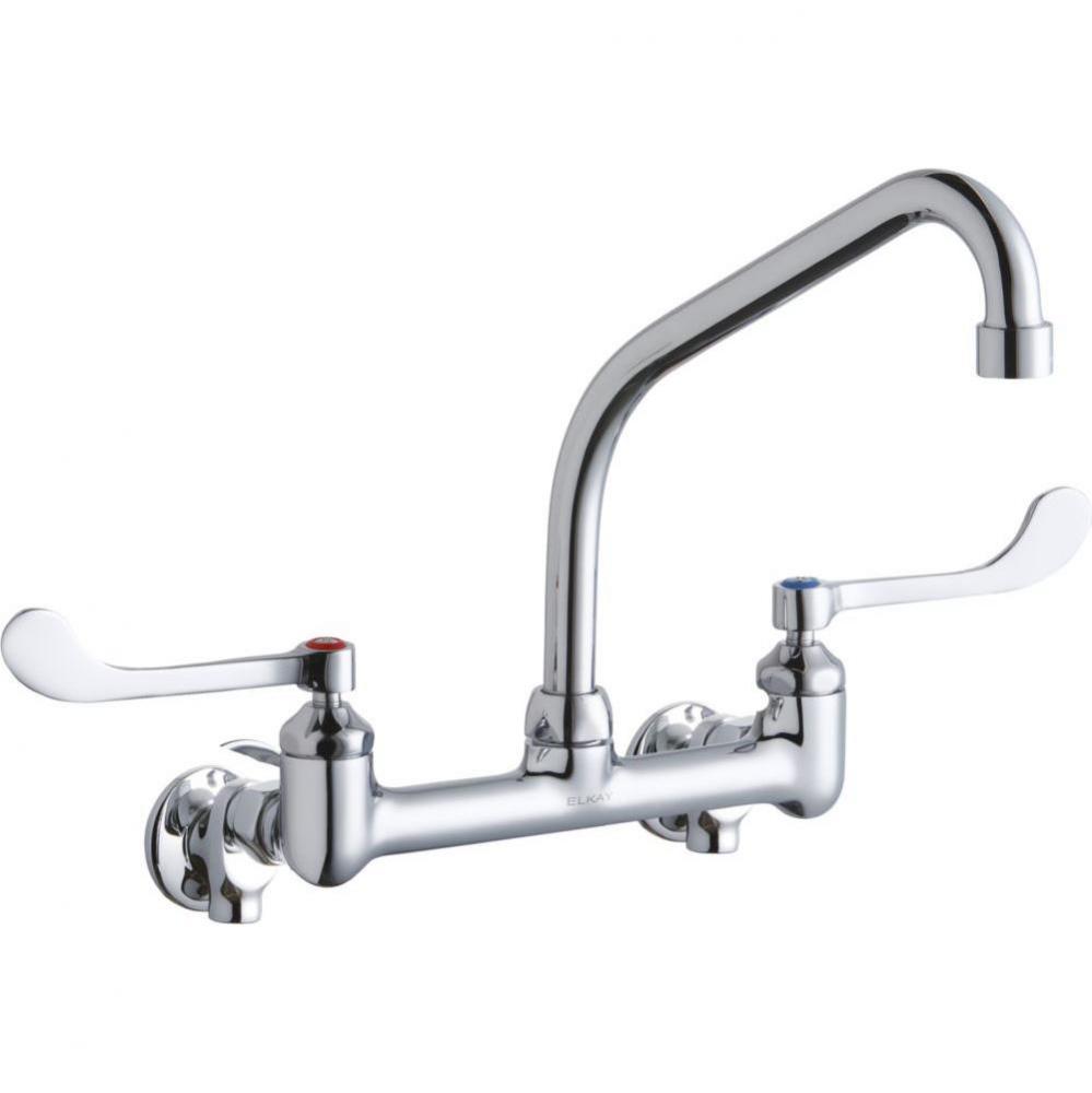 Foodservice 8&apos;&apos; Centerset Wall Mount Faucet with 8&apos;&apos; High Arc Spout 6in Wristb