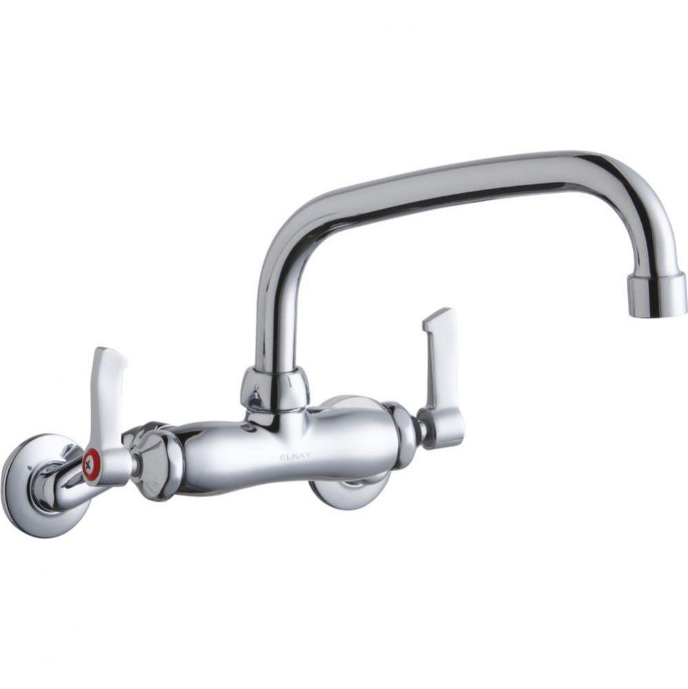 Foodservice 3-8&apos;&apos; Adjustable Centers Wall Mount Faucet w/8&apos;&apos; Arc Tube Spout 2&