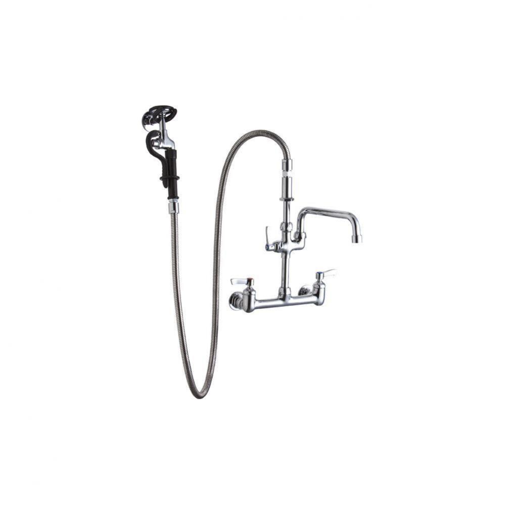 8&apos;&apos; Centerset Wall Mount Faucet 60in Flexible Hose with 1.2 GPM Spray Head Plus 10in Arc