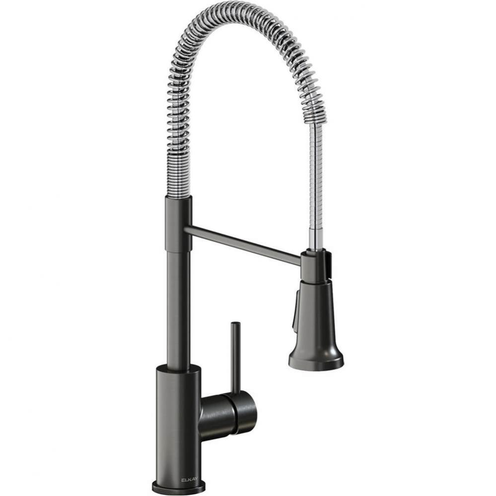 Avado Single Hole Kitchen Faucet with Semi-professional Spout and Lever Handle, Black Stainless an