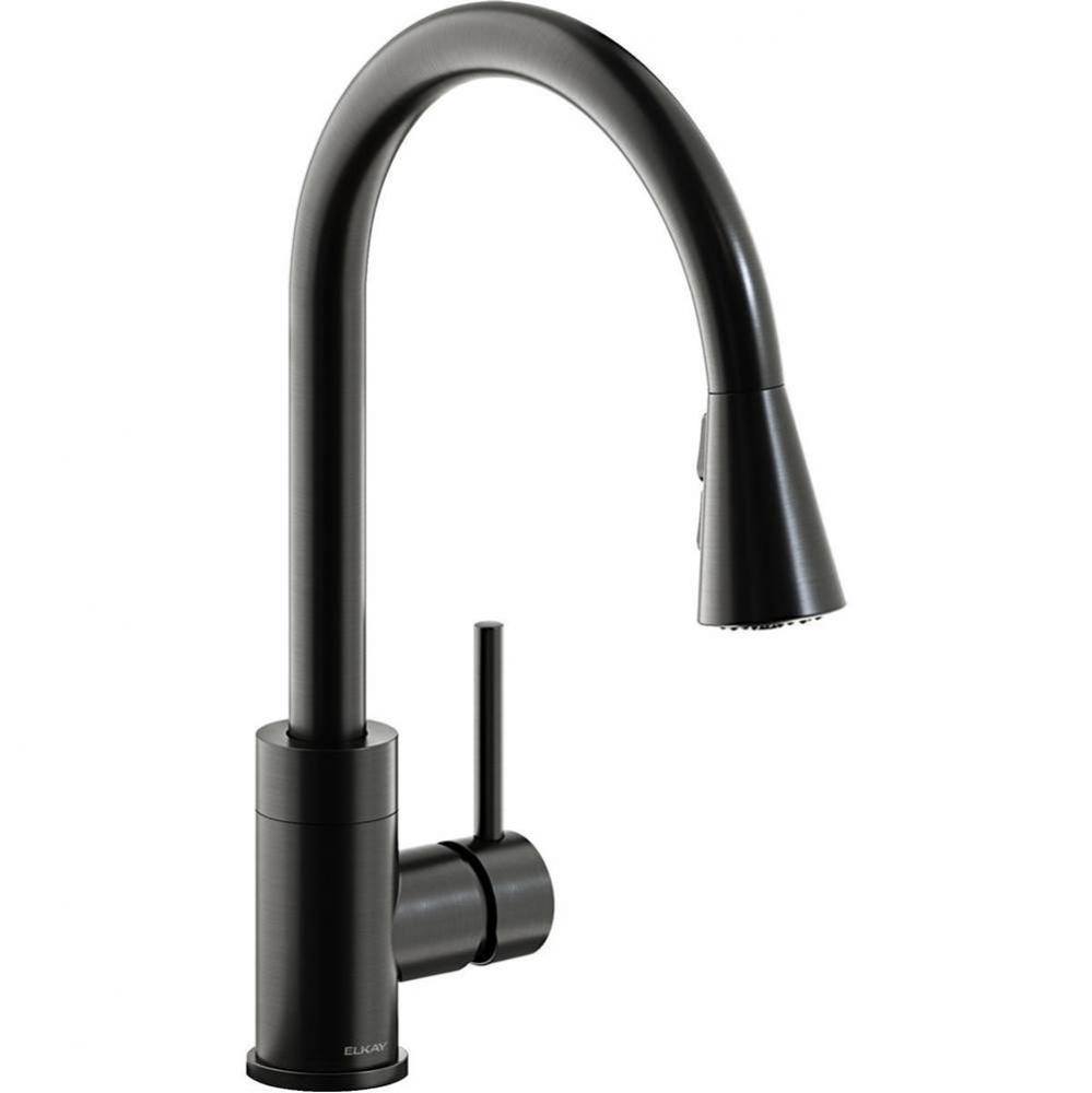 Avado Single Hole Kitchen Faucet with Pull-down Spray and Forward Only Lever Handle, Black Stainle