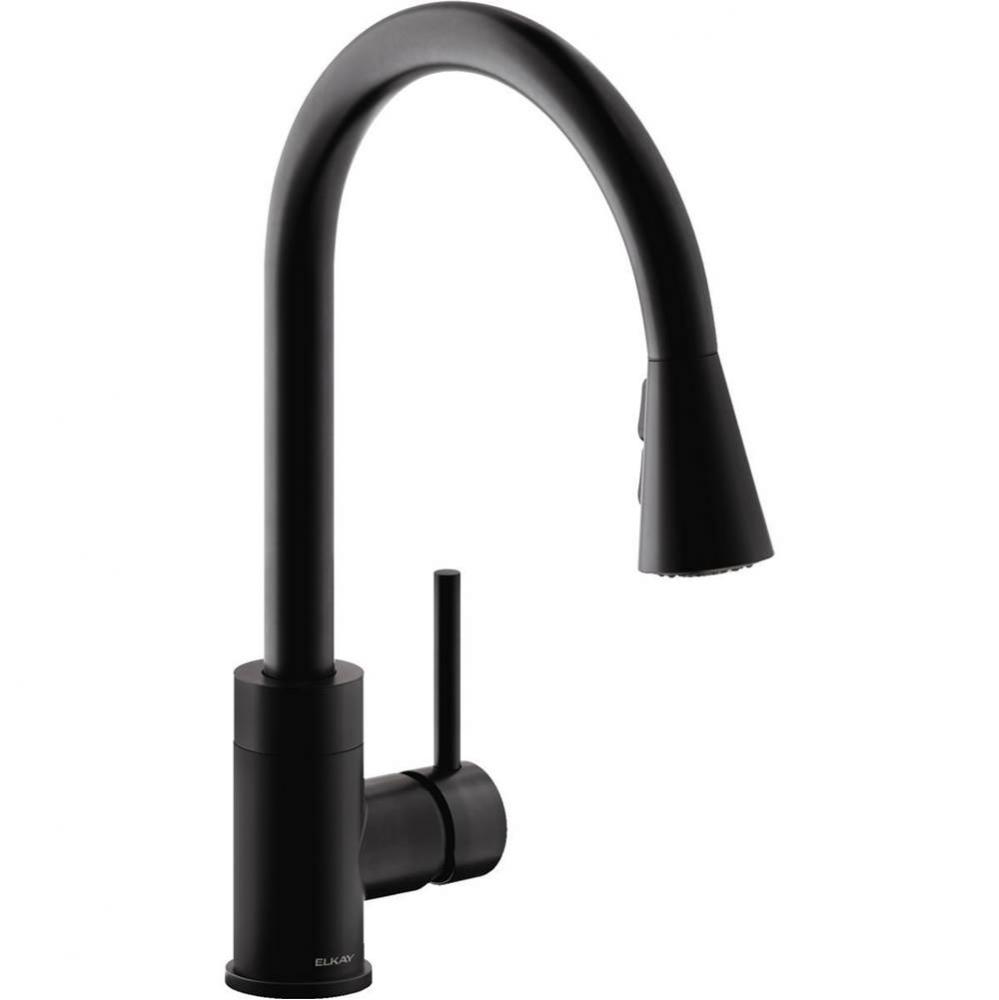 Avado Single Hole Kitchen Faucet with Pull-down Spray and Forward Only Lever Handle, Matte Black