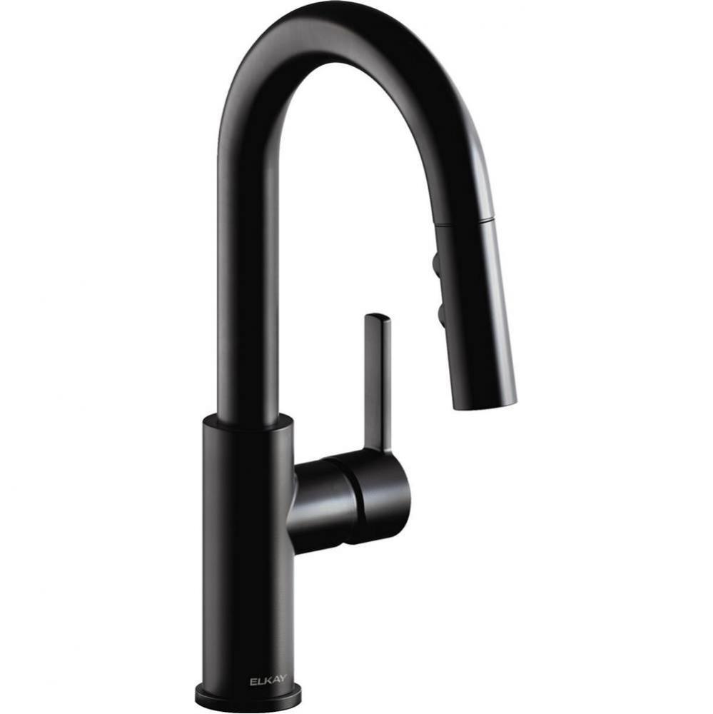 Avado Single Hole Bar Faucet with Pull-down Spray and Lever Handle, Matte Black