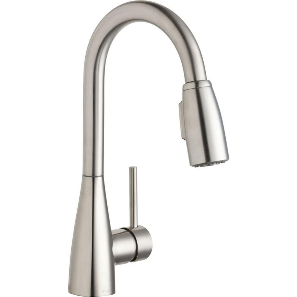 Avado Single Hole Bar Faucet with Pull-down Spray and Forward Only Lever Handle Lustrous Steel