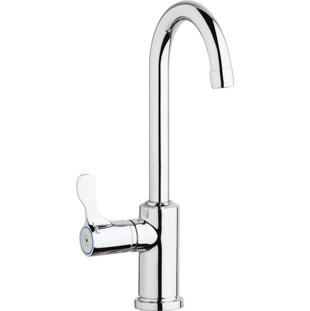 Single Hole 8-5/8&apos;&apos; Deck Mount Faucet with Gooseneck Spout Lever Handle on Left Side Chr