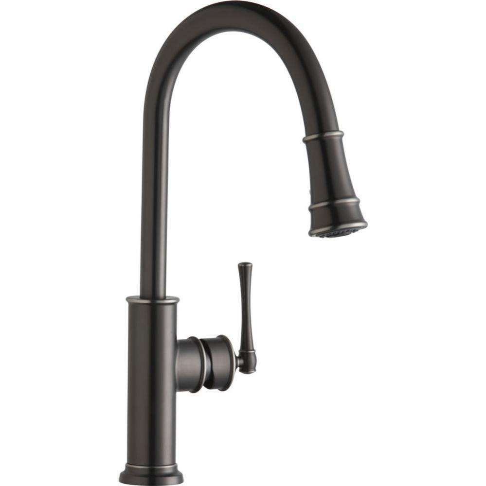 Explore Single Hole Kitchen Faucet with Pull-down Spray and Forward Only Lever Handle Antique Stee