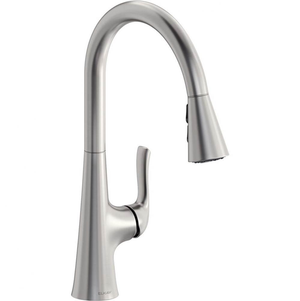 Harmony Single Hole Kitchen Faucet with Pull-down Spray and Forward Only Lever Handle, Lustrous St
