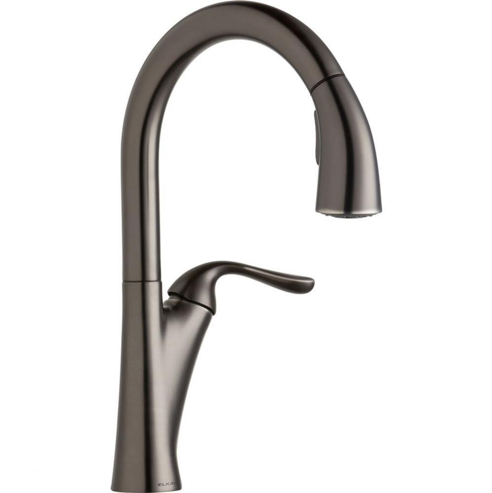 Harmony Single Hole Kitchen Faucet with Pull-down Spray and Forward Only Lever Handle Antique Stee