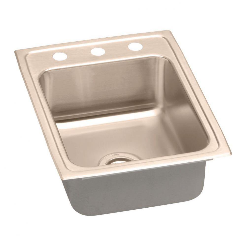 CuVerro Antimicrobial Copper 17&apos;&apos; x 22&apos;&apos; x 7-5/8&apos;&apos;, Single Bowl Drop