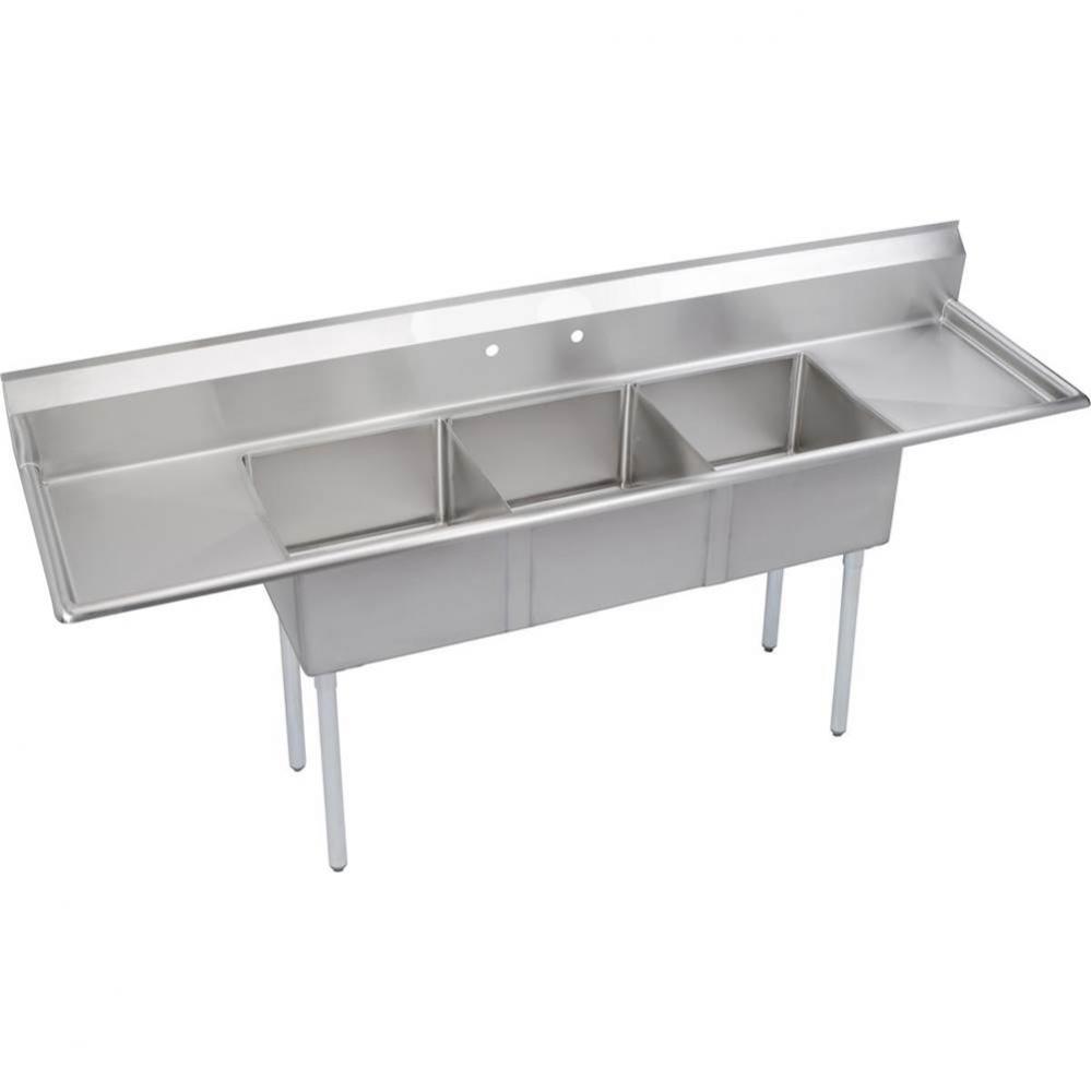 Dependabilt Stainless Steel 90&apos;&apos; x 23-13/16&apos;&apos; x 43-3/4&apos;&apos; 18 Gauge Th