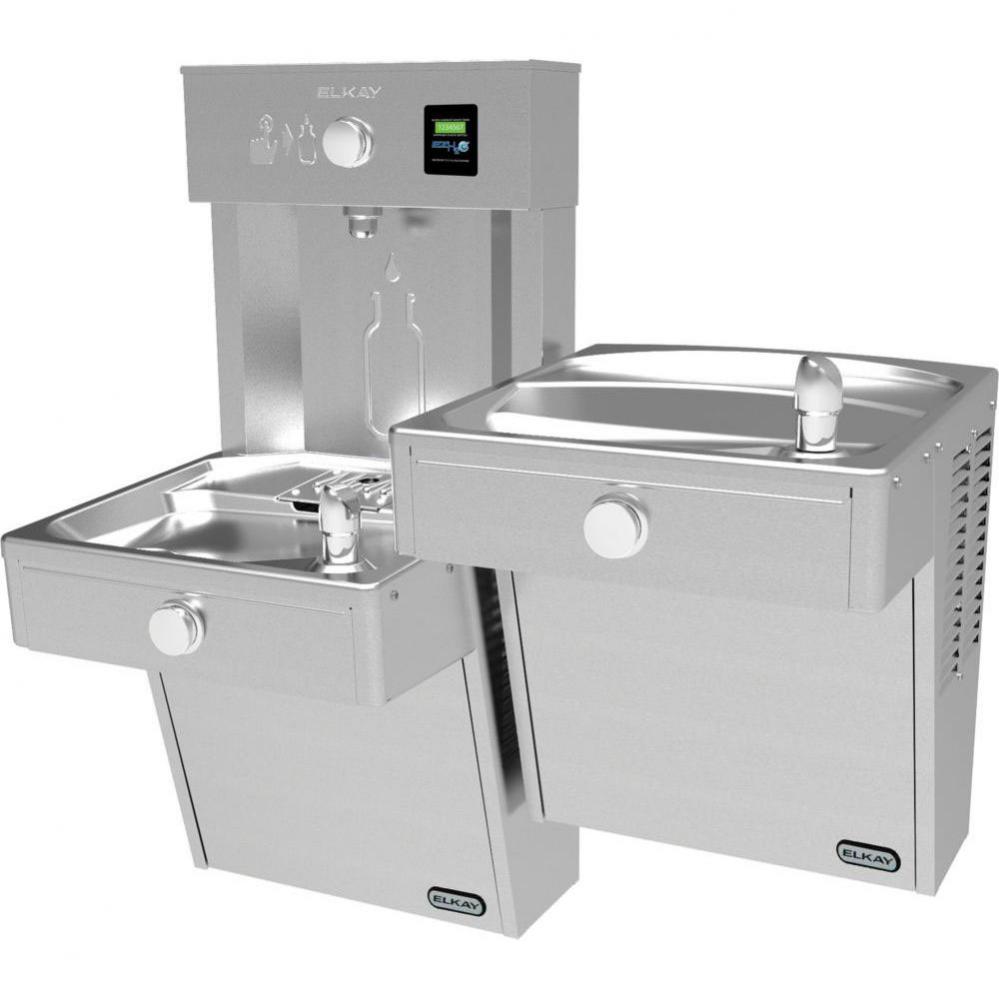 ezH2O Vandal-Resistant Bottle Filling Station, and Bi-Level Reverse Cooler, Non-Filtered Refrigera