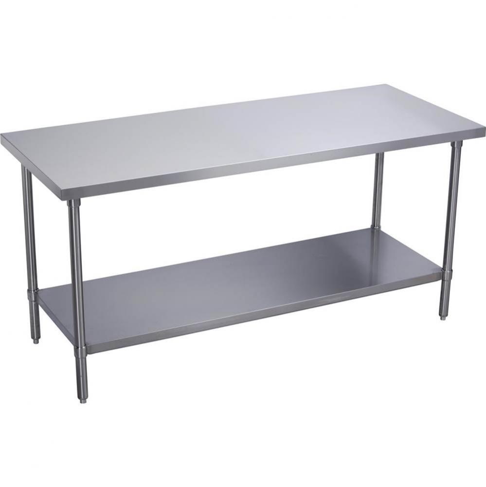 Stainless Steel 48&apos;&apos; x 24&apos;&apos; x 36&apos;&apos; 16 Gauge Flat Top Work Table with