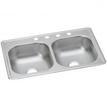 Elkay D233195 - Dayton Stainless Steel 33'' x 19'' x 6-7/16'', Equal Double Bowl Dro