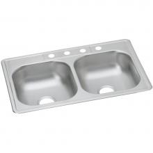 Elkay DW10233220 - Dayton Stainless Steel 33'' x 22'' x 6-9/16'', Equal Double Bowl Dro